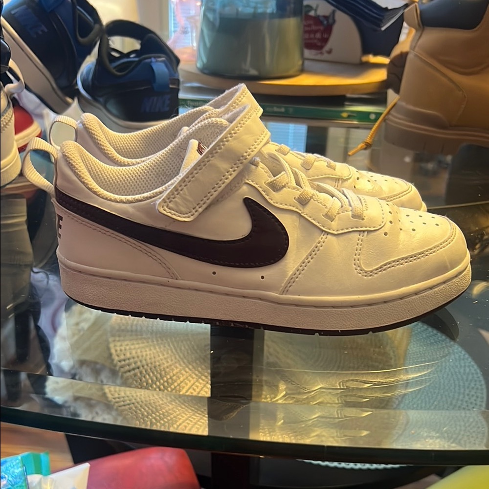 Nike Kids White and Dark Purple Sneakers